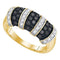 10kt Yellow Gold Women's Round Black Color Enhanced Diamond Alternating Stripe Band 3/4 Cttw - FREE Shipping (US/CAN)-Gold & Diamond Bands-5-JadeMoghul Inc.