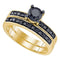 10kt Yellow Gold Women's Round Black Color Enhanced Diamond Bridal Wedding Engagement Ring Band Set 1.00 Cttw - FREE Shipping (US/CAN)-Gold & Diamond Wedding Ring Sets-5-JadeMoghul Inc.