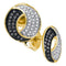 10kt Yellow Gold Women's Round Black Color Enhanced Diamond Circle Cluster Earrings 1-5 Cttw - FREE Shipping (USA/CAN)-Gold & Diamond Earrings-JadeMoghul Inc.