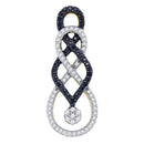 10kt Yellow Gold Women's Round Black Color Enhanced Diamond Cluster Pendant 1-3 Cttw - FREE Shipping (US/CAN)-Gold & Diamond Pendants & Necklaces-JadeMoghul Inc.