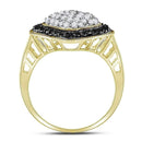 10kt Yellow Gold Women's Round Black Color Enhanced Diamond Cluster Ring 1.00 Cttw - FREE Shipping (US/CAN)-Gold & Diamond Cluster Rings-5-JadeMoghul Inc.