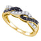 10kt Yellow Gold Women's Round Black Color Enhanced Diamond Crossover Band Ring 3/8 Cttw - FREE Shipping (US/CAN)-Gold & Diamond Bands-5-JadeMoghul Inc.