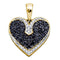 10kt Yellow Gold Women's Round Black Color Enhanced Diamond Dainty Heart Pendant 1-2 Cttw - FREE Shipping (US/CAN)-Gold & Diamond Pendants & Necklaces-JadeMoghul Inc.