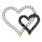 10kt Yellow Gold Women's Round Black Color Enhanced Diamond Double Heart Pendant 1-2 Cttw - FREE Shipping (US/CAN)-Gold & Diamond Pendants & Necklaces-JadeMoghul Inc.