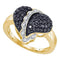 10kt Yellow Gold Women's Round Black Color Enhanced Diamond Heart Cluster Ring 5/8 Cttw - FREE Shipping (US/CAN)-Gold & Diamond Heart Rings-5-JadeMoghul Inc.