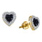 10kt Yellow Gold Women's Round Black Color Enhanced Diamond Heart Love Earrings 1-3 Cttw - FREE Shipping (USA/CAN)-Gold & Diamond Earrings-JadeMoghul Inc.