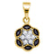 10kt Yellow Gold Women's Round Black Color Enhanced Diamond Hexagon Cluster Pendant 1-5 Cttw - FREE Shipping (US/CAN)-Gold & Diamond Pendants & Necklaces-JadeMoghul Inc.