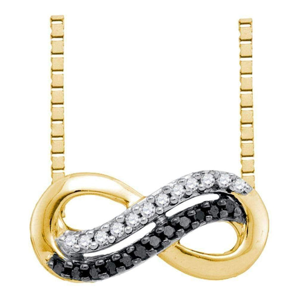 10kt Yellow Gold Women's Round Black Color Enhanced Diamond Infinity Pendant Necklace 1-10 Cttw - FREE Shipping (US/CAN)-Gold & Diamond Pendants & Necklaces-JadeMoghul Inc.