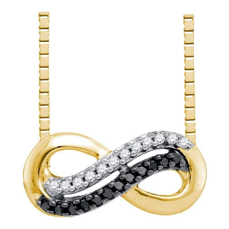 10kt Yellow Gold Women's Round Black Color Enhanced Diamond Infinity Pendant Necklace 1-10 Cttw - FREE Shipping (US/CAN)-Gold & Diamond Pendants & Necklaces-JadeMoghul Inc.