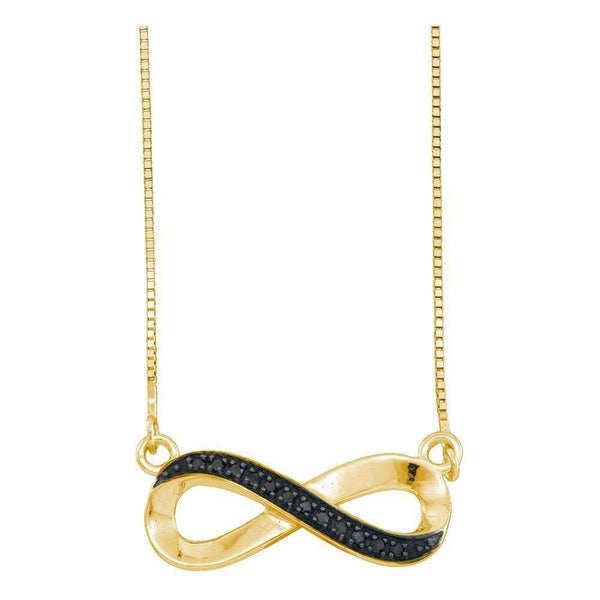 10kt Yellow Gold Women's Round Black Color Enhanced Diamond Infinity Pendant Necklace 1-20 Cttw - FREE Shipping (US/CAN)-Gold & Diamond Pendants & Necklaces-JadeMoghul Inc.
