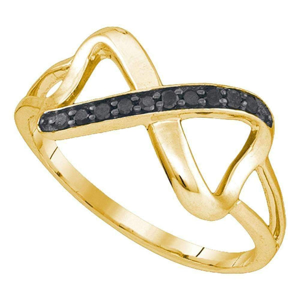 10kt Yellow Gold Womens Round Black Color Enhanced Diamond Infinity Ring 1/10 Cttw-Gold & Diamond Rings-9-JadeMoghul Inc.