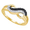 10kt Yellow Gold Women's Round Black Color Enhanced Diamond Infinity Ring 1/6 Cttw - FREE Shipping (US/CAN)-Gold & Diamond Rings-5-JadeMoghul Inc.