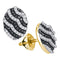 10kt Yellow Gold Women's Round Black Color Enhanced Diamond Oval Stripe Cluster Earrings 3-8 Cttw - FREE Shipping (USA/CAN)-Gold & Diamond Earrings-JadeMoghul Inc.