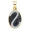 10kt Yellow Gold Women's Round Black Color Enhanced Diamond Oval Stripe Cluster Pendant 1-4 Cttw - FREE Shipping (US/CAN)-Gold & Diamond Pendants & Necklaces-JadeMoghul Inc.
