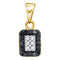 10kt Yellow Gold Women's Round Black Color Enhanced Diamond Rectangle Cluster Pendant 1-5 Cttw - FREE Shipping (US/CAN)-Gold & Diamond Pendants & Necklaces-JadeMoghul Inc.