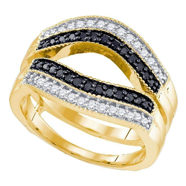 10kt Yellow Gold Women's Round Black Color Enhanced Diamond Ring Guard Wrap Solitaire Enhancer 1/2 Cttw - FREE Shipping (US/CAN)-Gold & Diamond Wedding Jewelry-5-JadeMoghul Inc.
