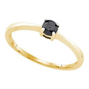 10kt Yellow Gold Women's Round Black Color Enhanced Diamond Solitaire Bridal Wedding Engagement Ring 1/4 Cttw - FREE Shipping (US/CAN)-Wedding Jewelry-5-JadeMoghul Inc.