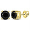 10kt Yellow Gold Womens Round Black Color Enhanced Diamond Solitaire Stud Earrings 2.00 Cttw-Gold & Diamond Earrings-JadeMoghul Inc.