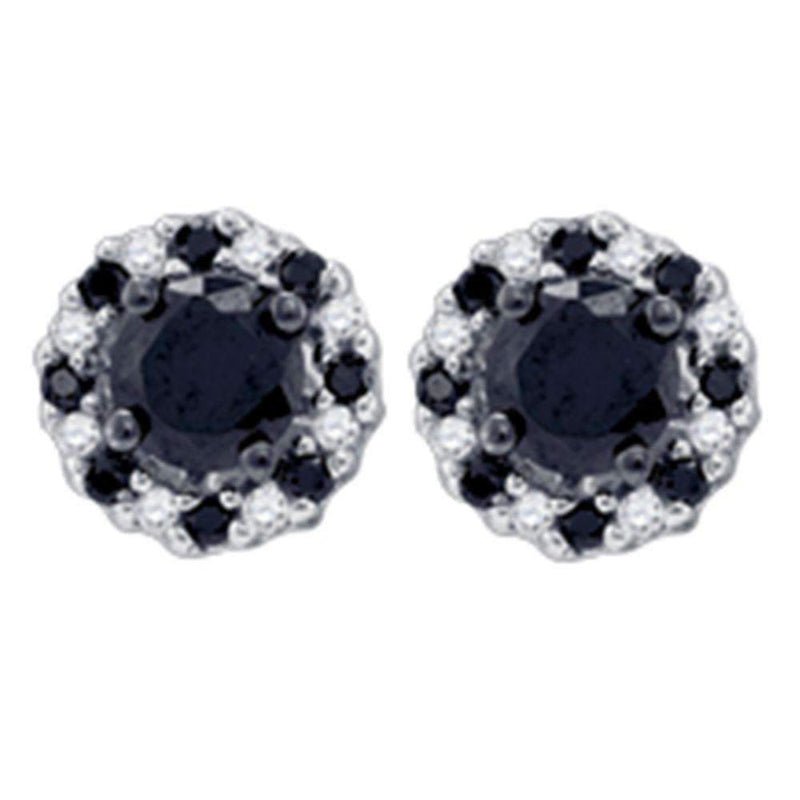 10kt Yellow Gold Women's Round Black Color Enhanced Diamond Stud Earrings 1.00 Cttw - FREE Shipping (US/CAN)-Gold & Diamond Earrings-JadeMoghul Inc.