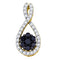 10kt Yellow Gold Women's Round Black Color Enhanced Diamond Teardrop Cluster Pendant 3-8 Cttw - FREE Shipping (US/CAN)-Gold & Diamond Pendants & Necklaces-JadeMoghul Inc.