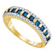 10kt Yellow Gold Women's Round Blue Color Enhanced Channel-set Diamond Band Ring 1/2 Cttw - FREE Shipping (US/CAN)-Rings And Bands-6-JadeMoghul Inc.