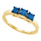 10kt Yellow Gold Women's Round Blue Color Enhanced Diamond 3-stone Bridal Wedding Engagement Ring 1/2 Cttw - FREE Shipping (US/CAN)-Gold & Diamond Engagement & Anniversary Rings-7-JadeMoghul Inc.