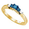 10kt Yellow Gold Women's Round Blue Color Enhanced Diamond 3-stone Bridal Wedding Engagement Ring 1/4 Cttw - FREE Shipping (US/CAN)-Gold & Diamond Engagement & Anniversary Rings-5.5-JadeMoghul Inc.