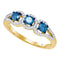 10kt Yellow Gold Women's Round Blue Color Enhanced Diamond 3-stone Bridal Wedding Engagement Ring 5/8 Cttw - FREE Shipping (US/CAN)-Gold & Diamond Engagement & Anniversary Rings-5-JadeMoghul Inc.