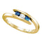 10kt Yellow Gold Women's Round Blue Color Enhanced Diamond 3-stone Ring 1/4 Cttw - FREE Shipping (US/CAN)-Gold & Diamond Engagement & Anniversary Rings-5-JadeMoghul Inc.