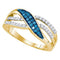 10kt Yellow Gold Women's Round Blue Color Enhanced Diamond Band Ring 1/3 Cttw - FREE Shipping (US/CAN)-Gold & Diamond Bands-5-JadeMoghul Inc.