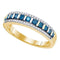10kt Yellow Gold Women's Round Blue Color Enhanced Diamond Band Ring 1/3 Cttw - FREE Shipping (US/CAN)-Gold & Diamond Bands-7-JadeMoghul Inc.