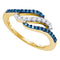 10kt Yellow Gold Women's Round Blue Color Enhanced Diamond Band Ring 1/3 Cttw - FREE Shipping (US/CAN)-Gold & Diamond Fashion Rings-5.5-JadeMoghul Inc.