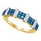 10kt Yellow Gold Women's Round Blue Color Enhanced Diamond Band Ring 3/4 Cttw - FREE Shipping (US/CAN)-Gold & Diamond Bands-5-JadeMoghul Inc.