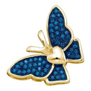 10kt Yellow Gold Women's Round Blue Color Enhanced Diamond Butterfly Bug Pendant 1-6 Cttw - FREE Shipping (US/CAN)-Gold & Diamond Pendants & Necklaces-JadeMoghul Inc.