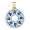 10kt Yellow Gold Women's Round Blue Color Enhanced Diamond Circle Cutout Pendant 1-2 Cttw - FREE Shipping (US/CAN)-Gold & Diamond Pendants & Necklaces-JadeMoghul Inc.