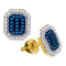 10kt Yellow Gold Women's Round Blue Color Enhanced Diamond Cluster Earrings 1-4 Cttw - FREE Shipping (USA/CAN)-Gold & Diamond Earrings-JadeMoghul Inc.