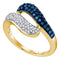 10kt Yellow Gold Women's Round Blue Color Enhanced Diamond Cocktail Ring 1/2 Cttw - FREE Shipping (US/CAN)-Gold & Diamond Fashion Rings-5-JadeMoghul Inc.