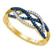 10kt Yellow Gold Women's Round Blue Color Enhanced Diamond Crossover Band Ring 1/5 Cttw - FREE Shipping (US/CAN)-Gold & Diamond Bands-5-JadeMoghul Inc.