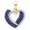 10kt Yellow Gold Women's Round Blue Color Enhanced Diamond Double Heart Pendant 3-8 Cttw - FREE Shipping (US/CAN)-Gold & Diamond Pendants & Necklaces-JadeMoghul Inc.