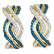 10kt Yellow Gold Women's Round Blue Color Enhanced Diamond Entwined Woven Stripe Hoop Earrings 5-8 Cttw - FREE Shipping (USA/CAN)-Gold & Diamond Earrings-JadeMoghul Inc.