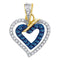10kt Yellow Gold Women's Round Blue Color Enhanced Diamond Heart Love Pendant 1-4 Cttw - FREE Shipping (US/CAN)-Gold & Diamond Pendants & Necklaces-JadeMoghul Inc.
