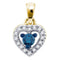 10kt Yellow Gold Women's Round Blue Color Enhanced Diamond Heart Love Pendant 1-5 Cttw - FREE Shipping (US/CAN)-Gold & Diamond Pendants & Necklaces-JadeMoghul Inc.