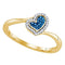 10kt Yellow Gold Womens Round Blue Color Enhanced Diamond Heart Love Ring 1/10 Cttw-Gold & Diamond Heart Rings-10.5-JadeMoghul Inc.