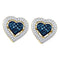 10kt Yellow Gold Women's Round Blue Color Enhanced Diamond Heart Love Screwback Earrings 3-8 Cttw - FREE Shipping (USA/CAN)-Gold & Diamond Earrings-JadeMoghul Inc.