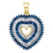 10kt Yellow Gold Women's Round Blue Color Enhanced Diamond Heart Outline Pendant 7-8 Cttw - FREE Shipping (US/CAN)-Gold & Diamond Pendants & Necklaces-JadeMoghul Inc.