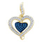 10kt Yellow Gold Women's Round Blue Color Enhanced Diamond Heart Pendant 1-4 Cttw - FREE Shipping (US/CAN)-Gold & Diamond Pendants & Necklaces-JadeMoghul Inc.
