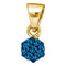 10kt Yellow Gold Women's Round Blue Color Enhanced Diamond Hexagon Cluster Pendant 1-10 Cttw - FREE Shipping (US/CAN)-Gold & Diamond Pendants & Necklaces-JadeMoghul Inc.