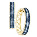 10kt Yellow Gold Women's Round Blue Color Enhanced Diamond Hoop Earrings 1-2 Cttw - FREE Shipping (USA/CAN)-Gold & Diamond Earrings-JadeMoghul Inc.