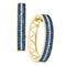 10kt Yellow Gold Women's Round Blue Color Enhanced Diamond Hoop Earrings 1-2 Cttw - FREE Shipping (USA/CAN)-Gold & Diamond Earrings-JadeMoghul Inc.