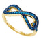 10kt Yellow Gold Women's Round Blue Color Enhanced Diamond Infinity Ring 1/3 Cttw - FREE Shipping (US/CAN)-Gold & Diamond Rings-5-JadeMoghul Inc.